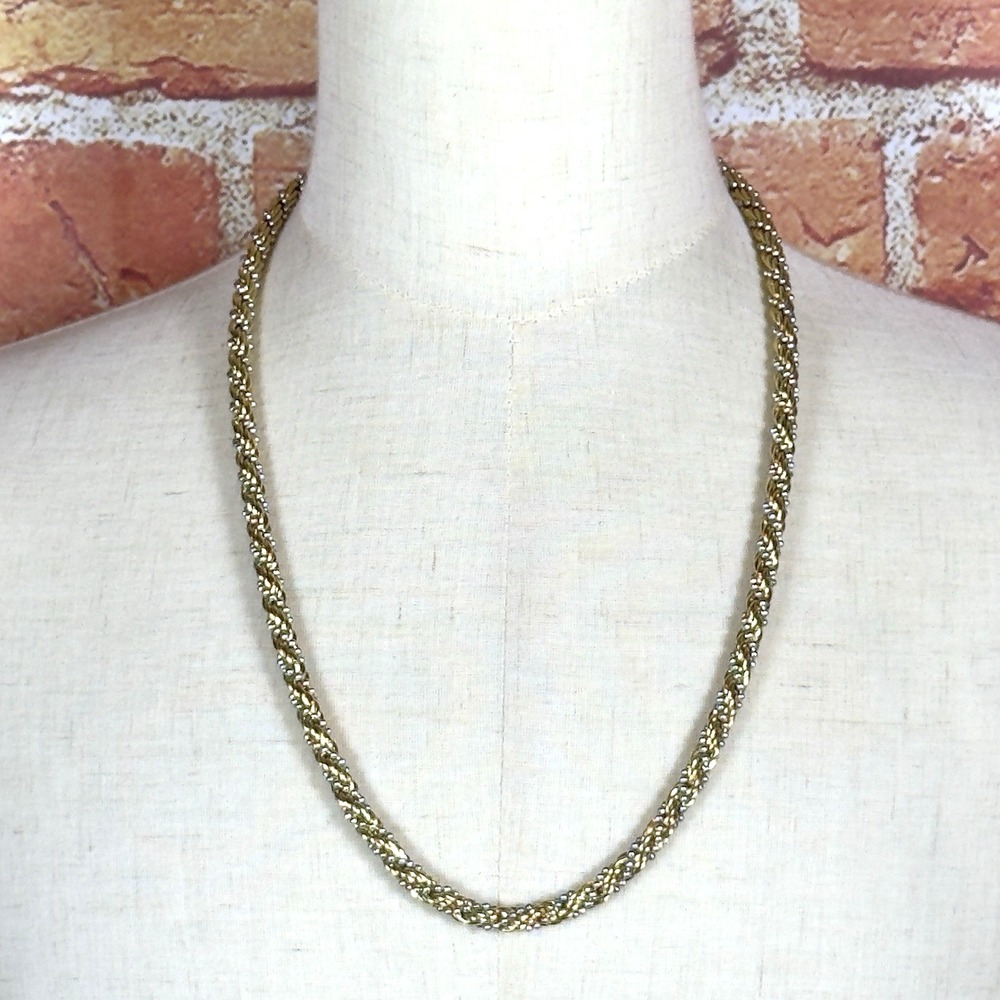 30 Inch Gold Tone Silver Beaded Chunky Twisted Rope Chain Necklace 117.58g